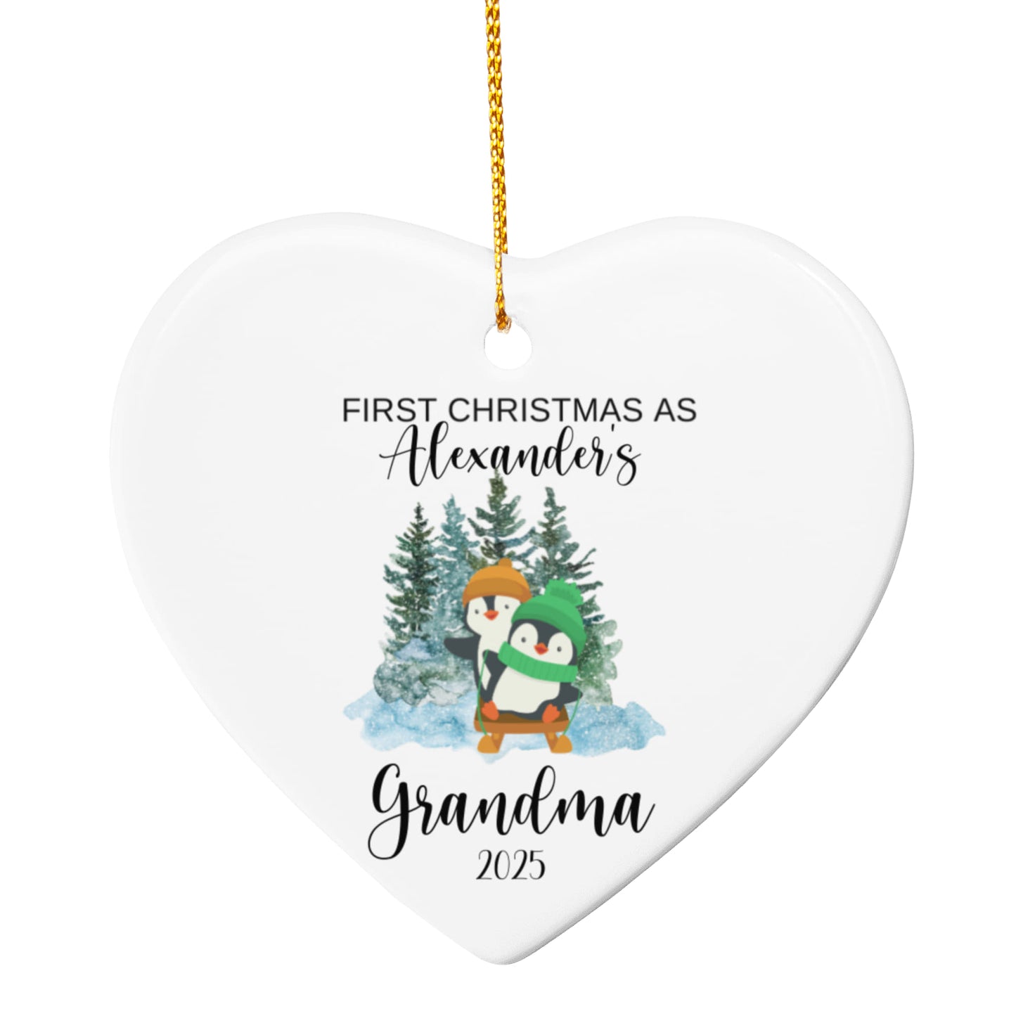 First Christmas As Grandma Heart Ornament