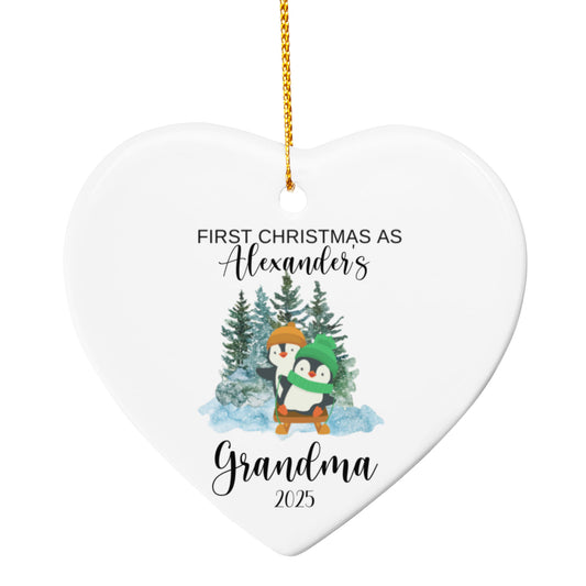 First Christmas As Grandma Heart Ornament