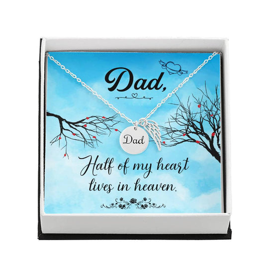 Dad Memorial Necklace Angel Wing Charm-[Heartfelt Family Gift]