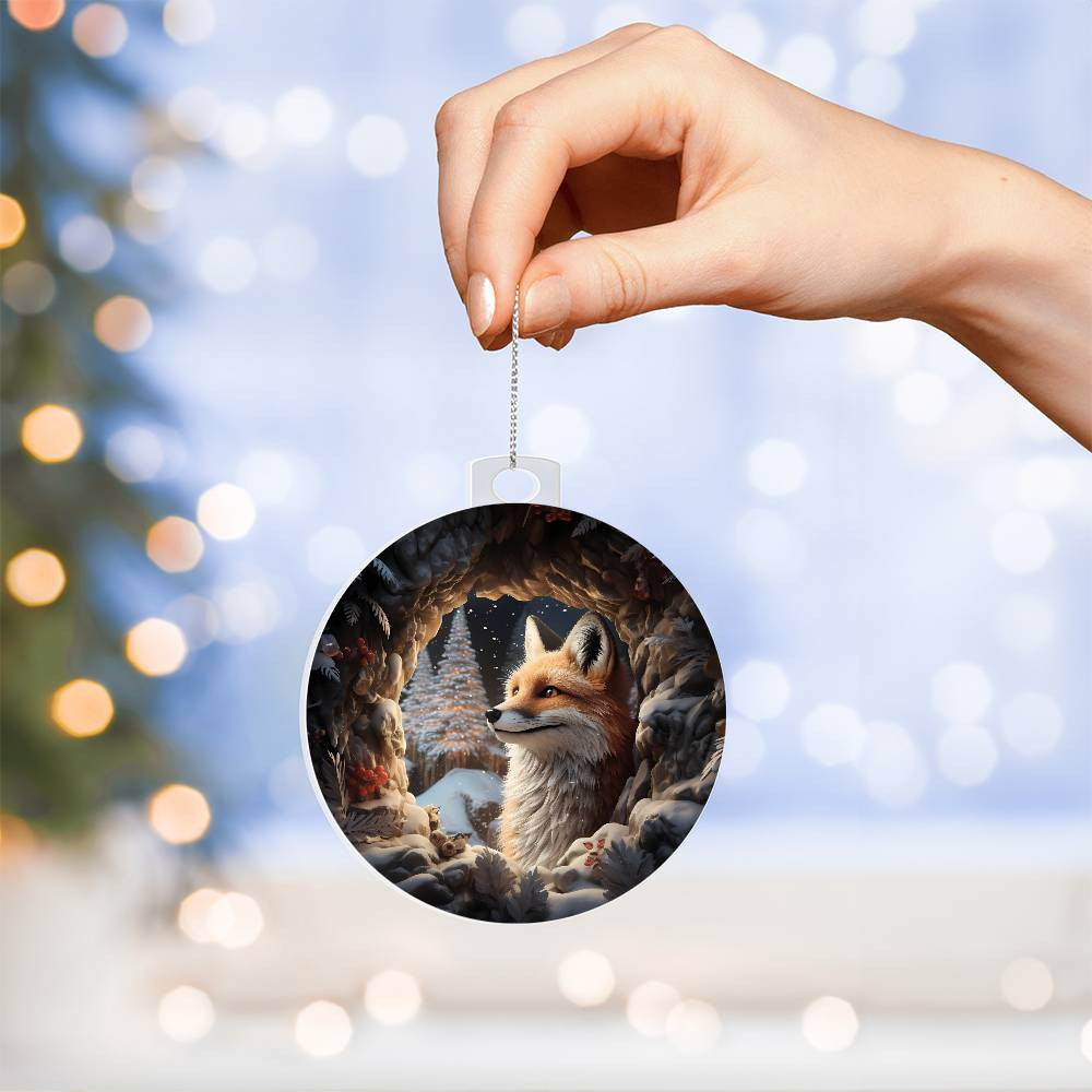 Red Fox Acrylic Christmas Ornament-[Heartfelt Family Gift]