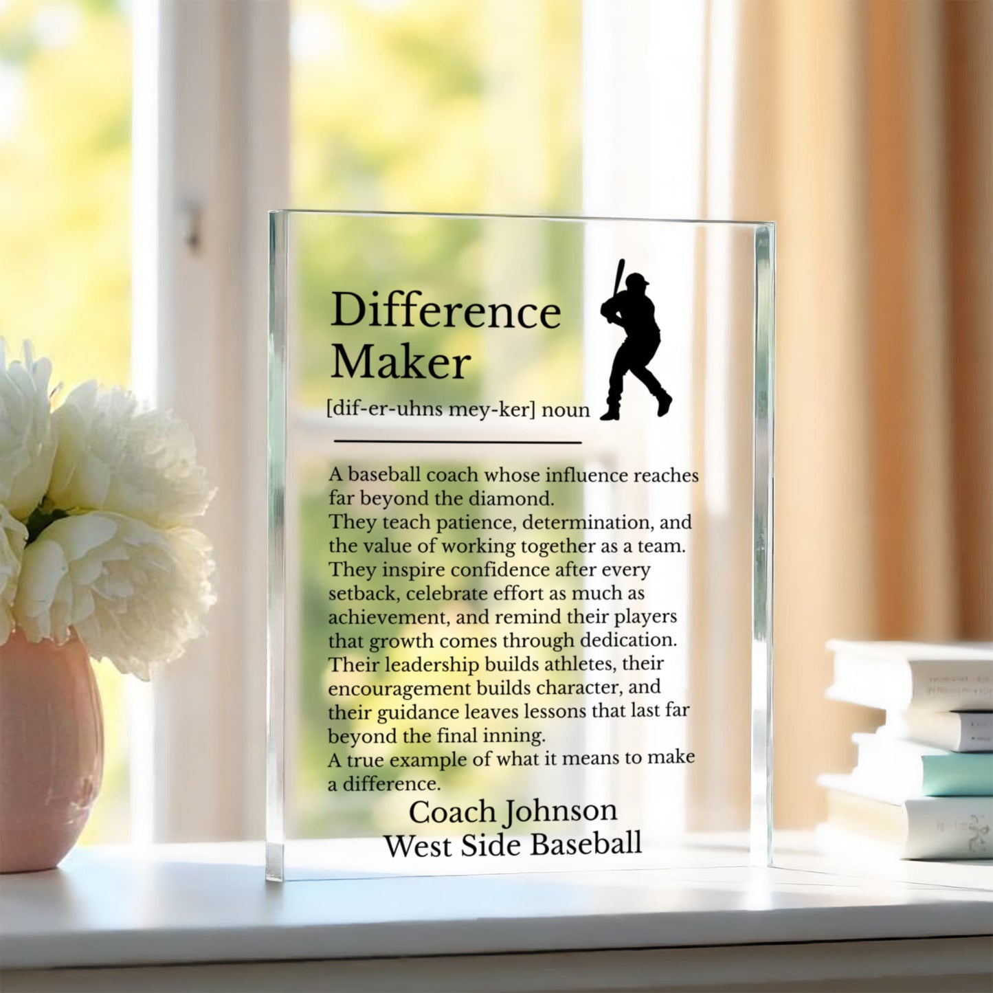 Baseball Coach Difference Maker Plaque