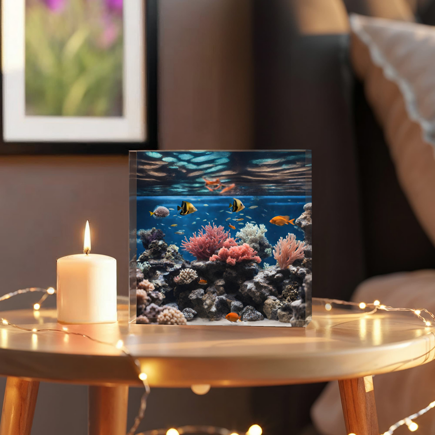 Virtual Aquarium Acrylic Block Desk Decor