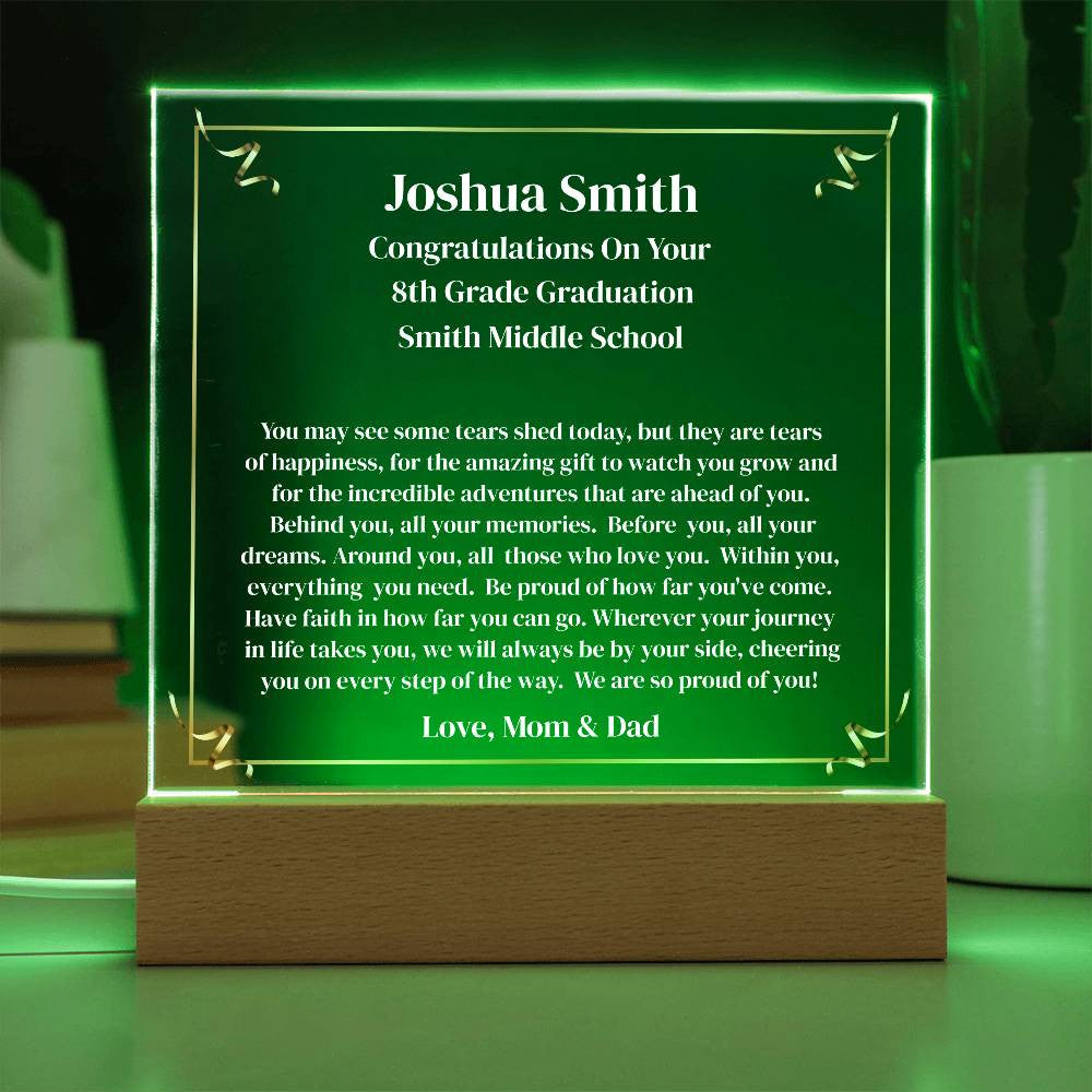 Personalized 5th 6th 8th Grade Graduation Plaque