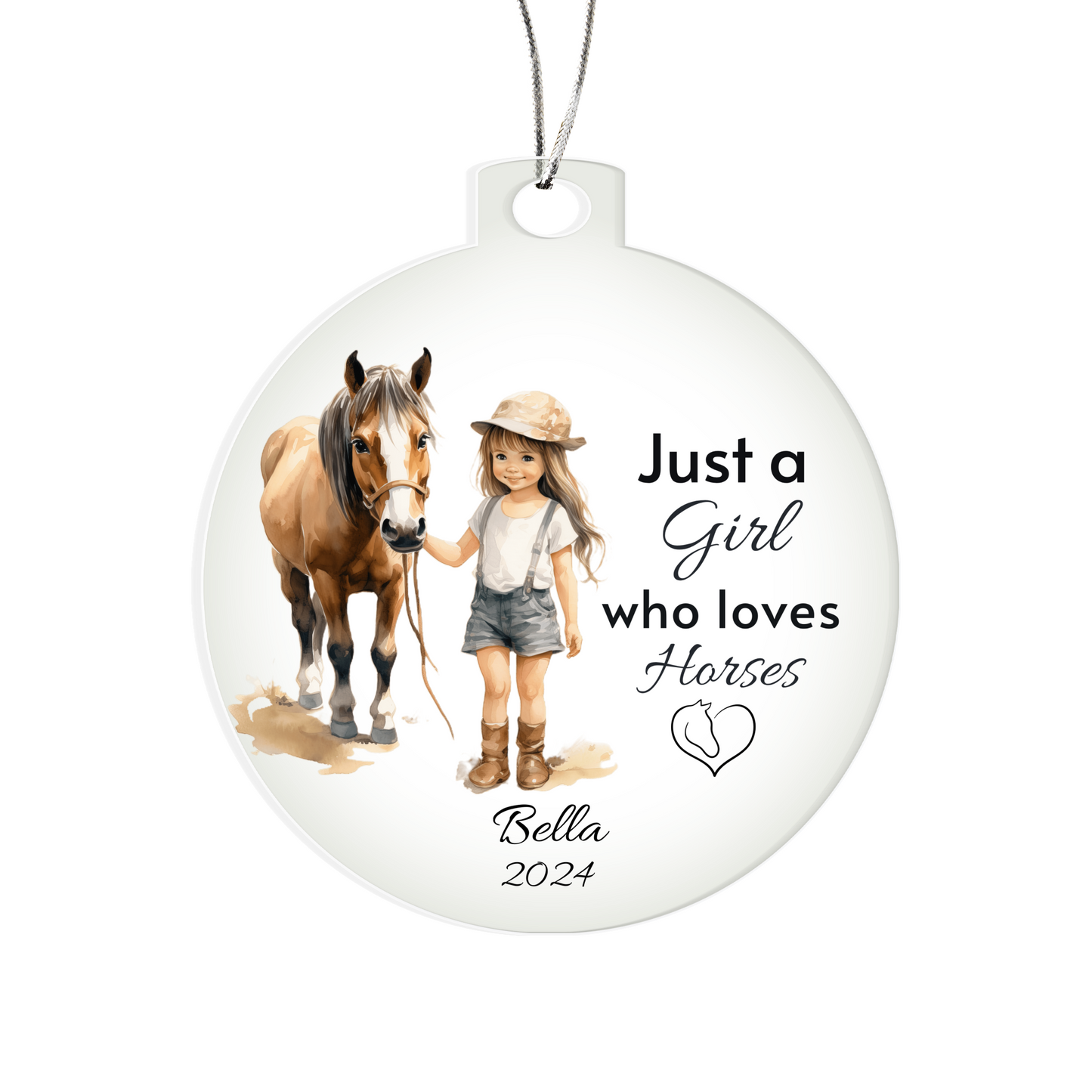 Horse Ornament Personalized, Girl Horse Christmas Ornament Gift, Riding a Horse Rider Christmas Ornament, Custom Names Horse Lover Gift