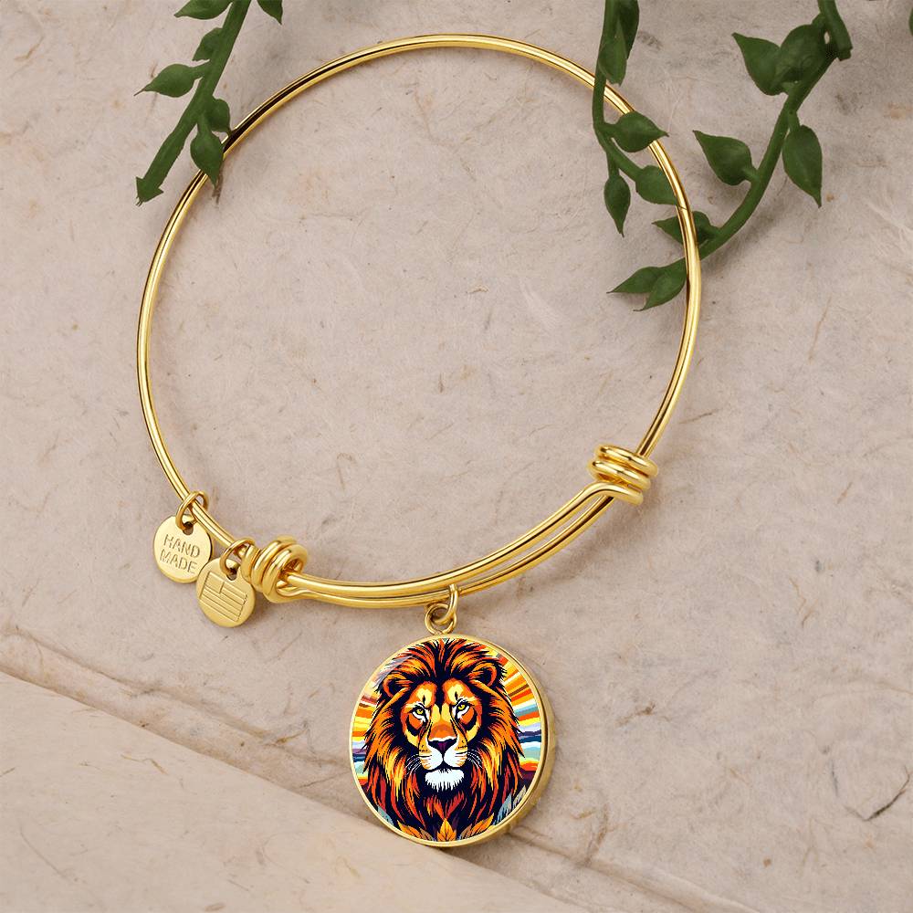 Engraved Lion Pendant  Necklace or Bracelet, Personalized Animal Jewelry