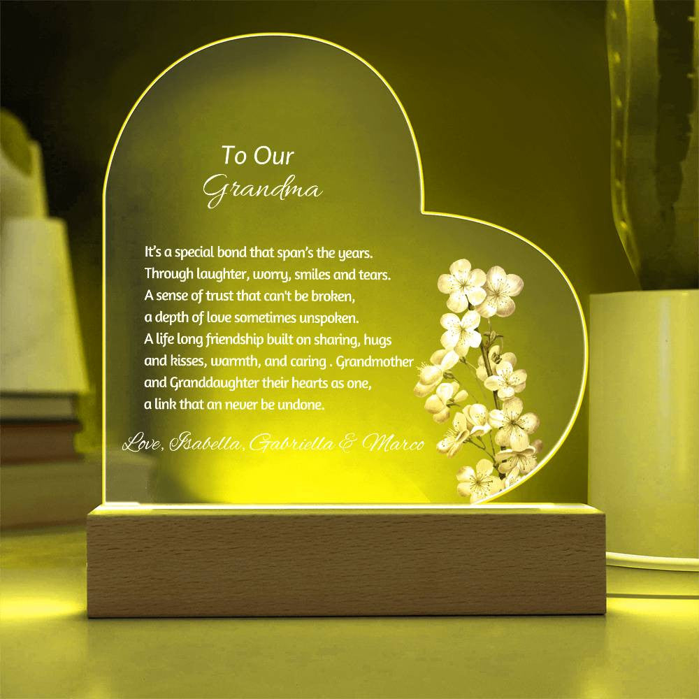 Grandmother LED Heart Plaque from Grandkids