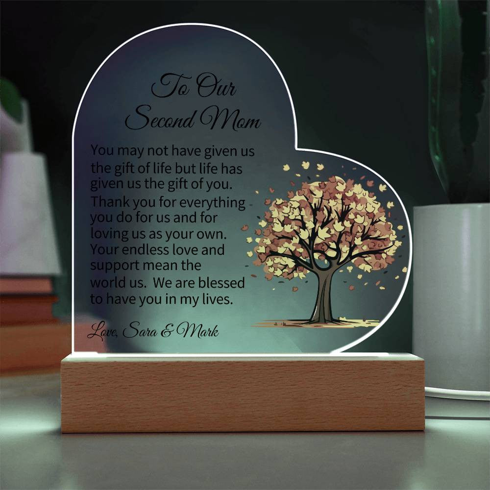To My Second Mom Acrylic Heart Plaque-[Heartfelt Family Gift]