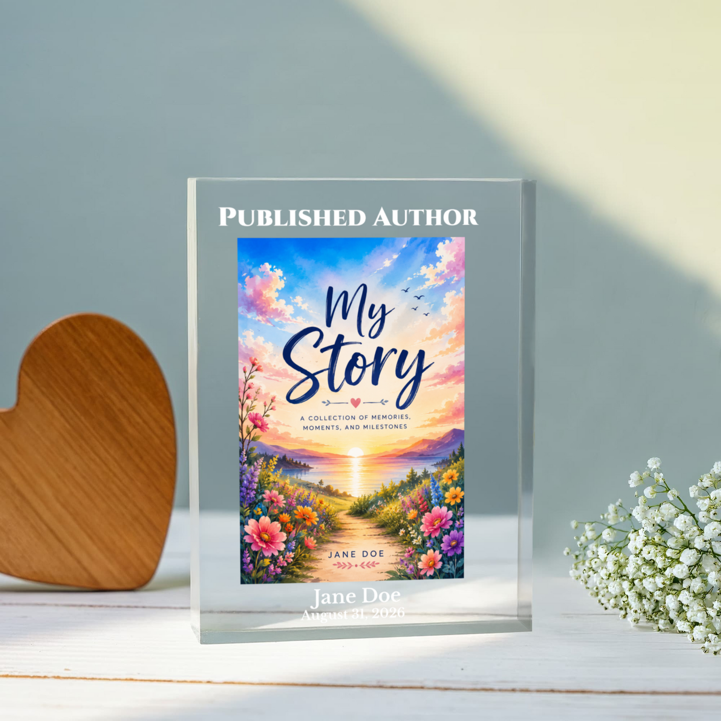 Published Author Plaque, Custom Book Cover Display, Personalized Acrylic Block, Unique Author Gift, Commemorative Writing Award, Home Decor