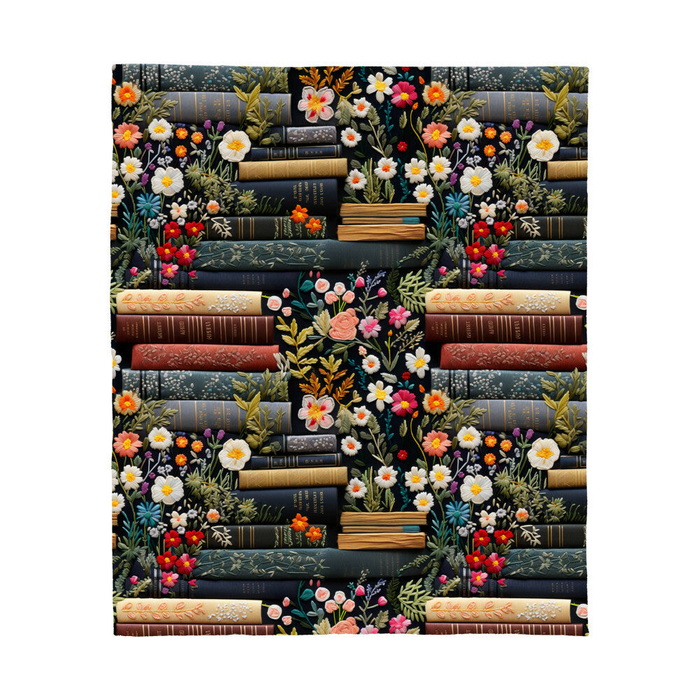 Book Lover Floral Fleece Blanket-[Heartfelt Family Gift]