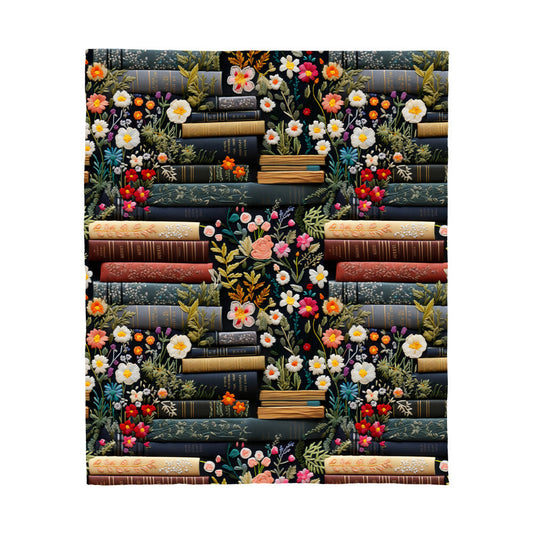 Book Lover Floral Fleece Blanket-[Heartfelt Family Gift]