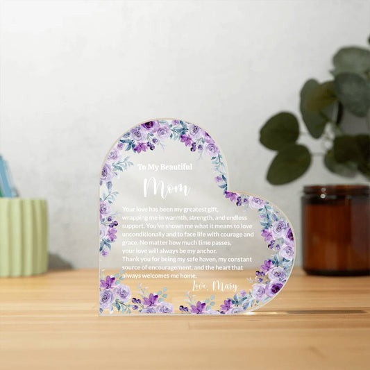 Mom Acrylic Heart Block