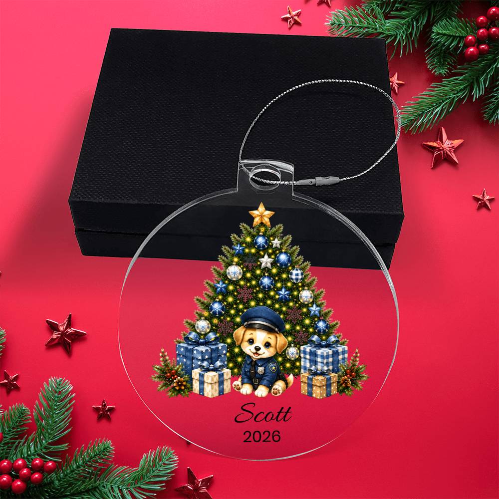Puppy Police Officer Kids Christmas Ornament