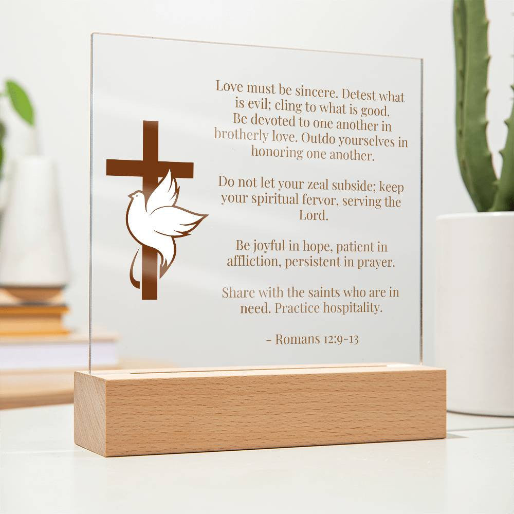Christian Bible Verse Romans 12:9 Acrylic Plaque-[Heartfelt Family Gift]