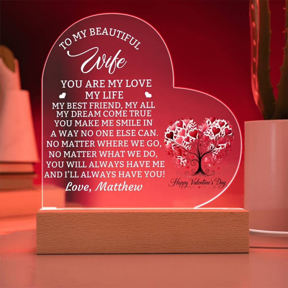 Valentines Day Acrylic Heart Gift for Wife-[Heartfelt Family Gift]