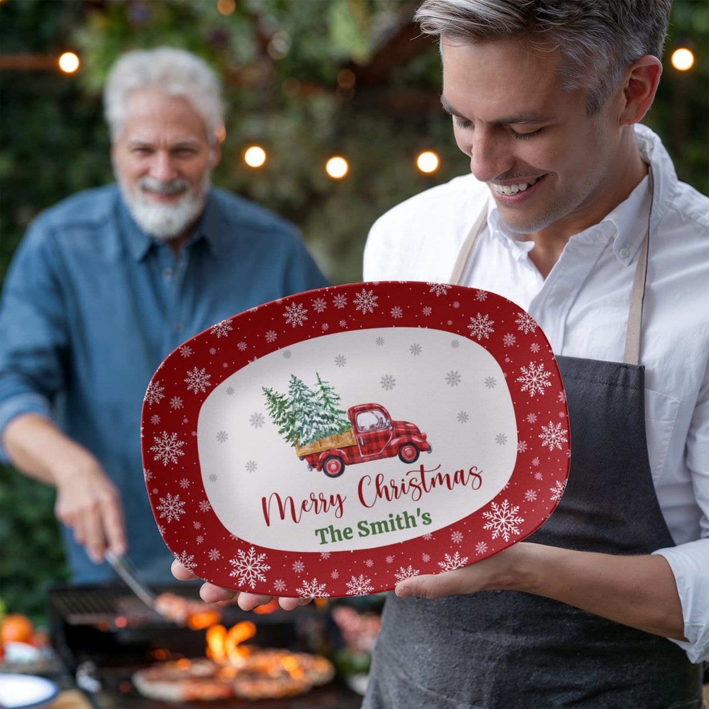 Personalized Christmas Serving Tray, Custom Family Name Holiday Platter, Winter Festive Kitchen Decor, Holiday Gift Idea, 10x14 Platter