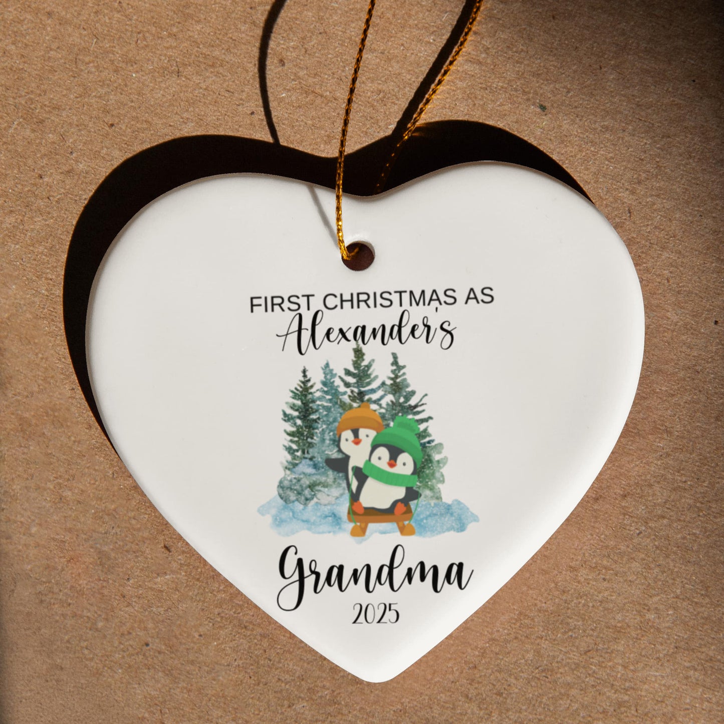 First Christmas As Grandma Heart Ornament