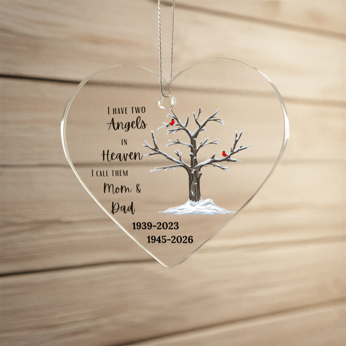Mom and Dad Cardinal Angel Heart Ornament