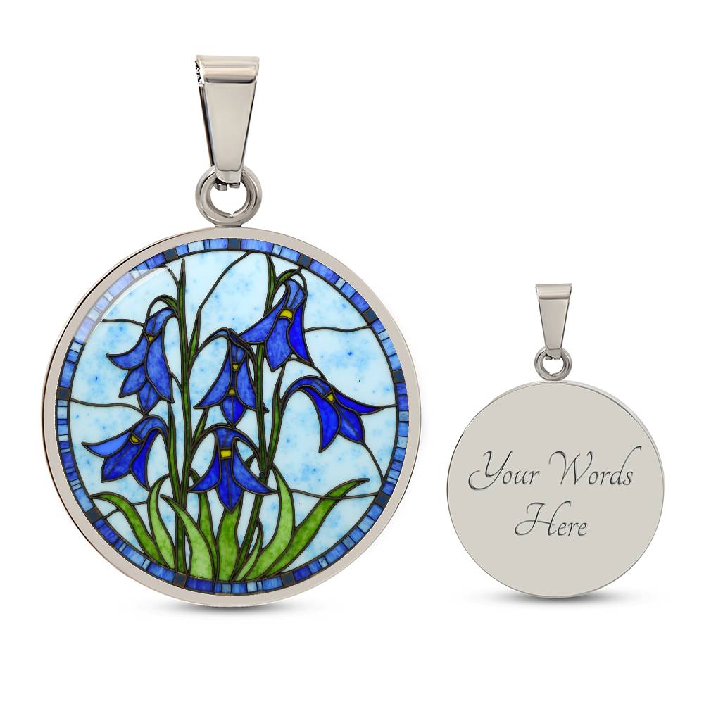 Iris Floral Necklace with Engraving