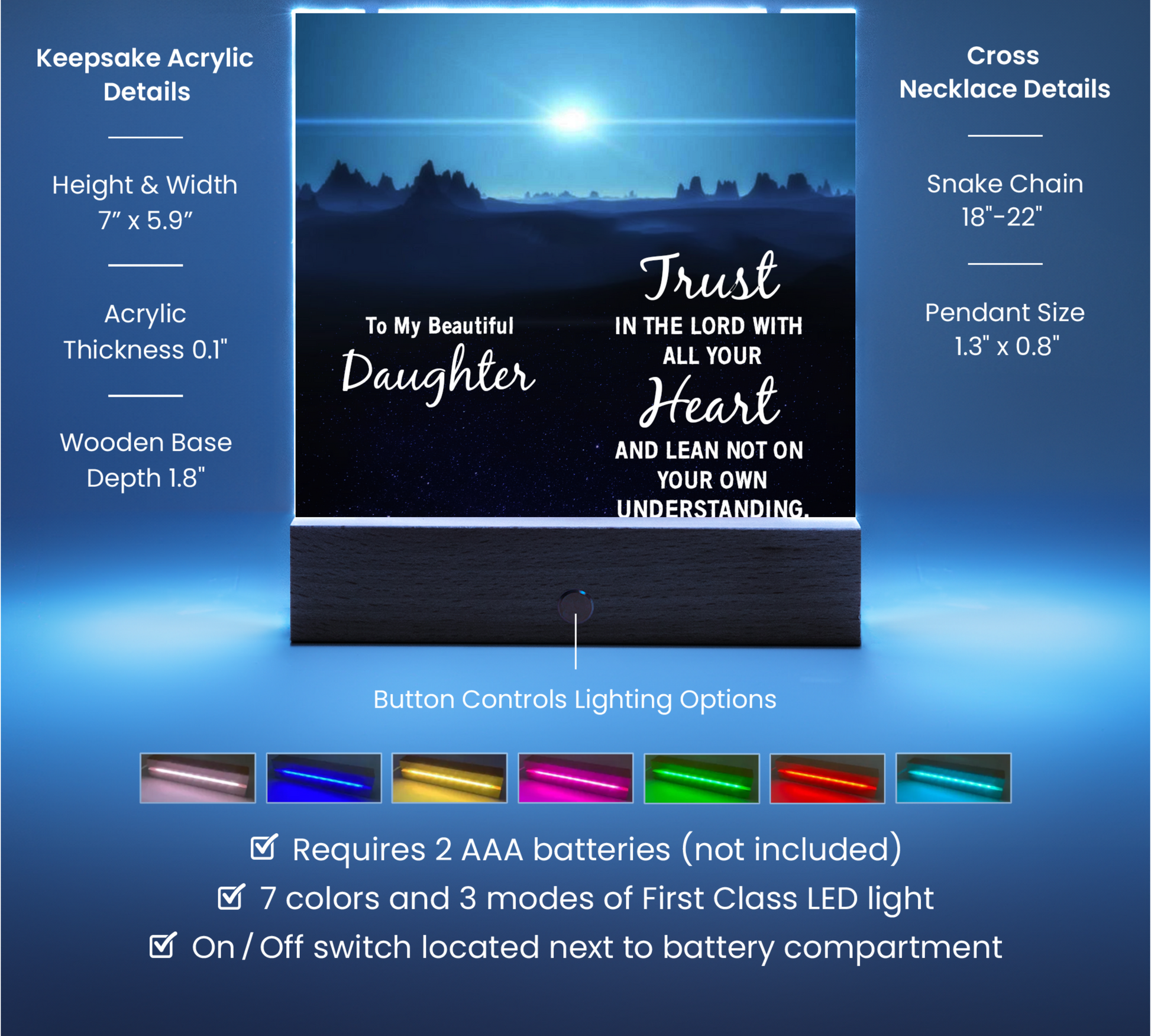 Daughter Trust in the Lord Religious Plaque & Cross Gift Set-[Heartfelt Family Gift]