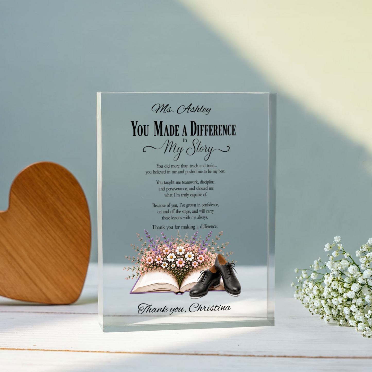 The Difference You Made Dance Teacher Appreciation Plaque