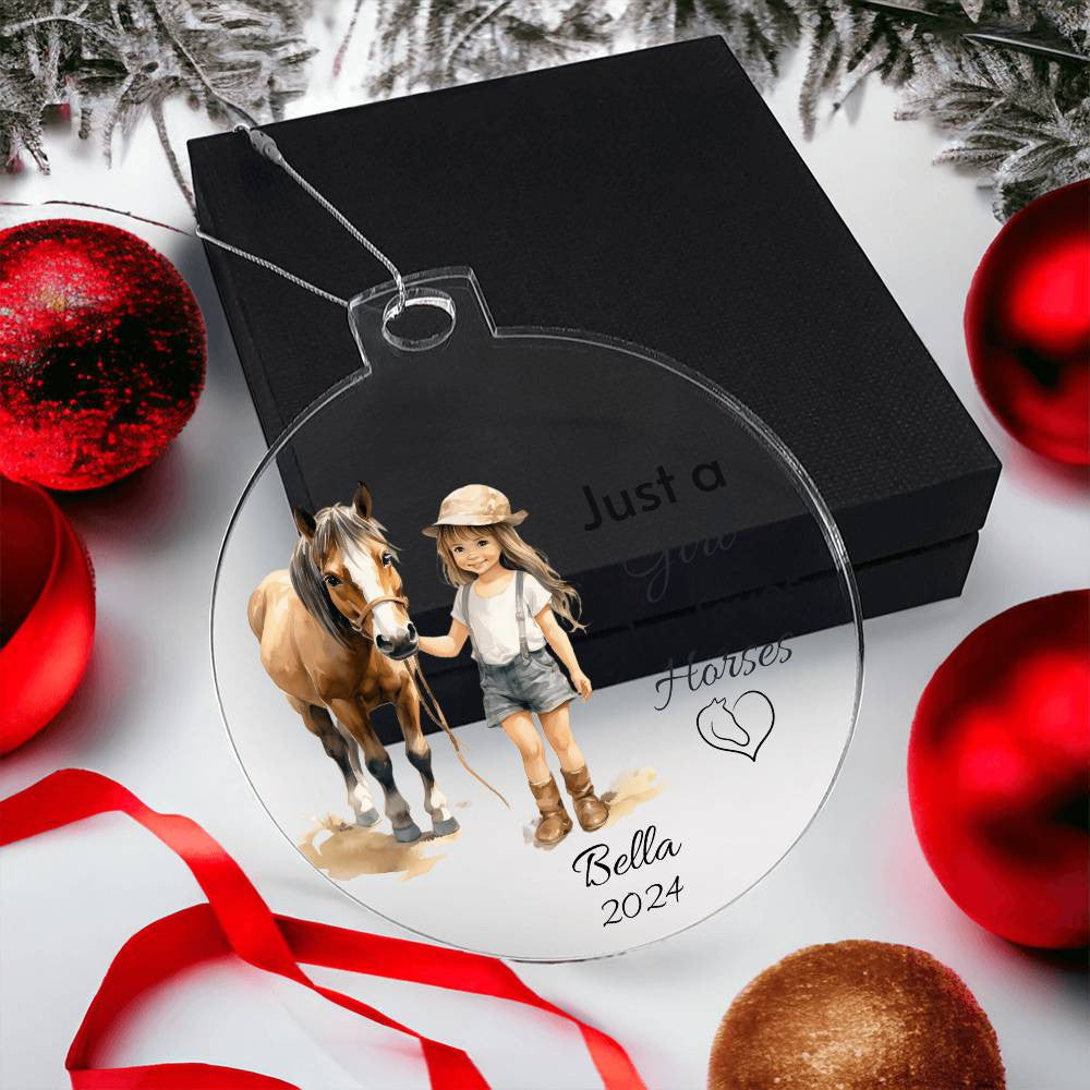 Horse Ornament Personalized, Girl Horse Christmas Ornament Gift, Riding a Horse Rider Christmas Ornament, Custom Names Horse Lover Gift-[Heartfelt Family Gift]