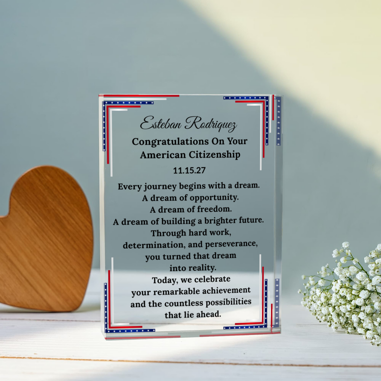 New United States Citizen Congratulations Plaque