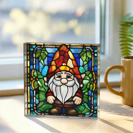 Gnome Stained Glass Style Acrylic Decor