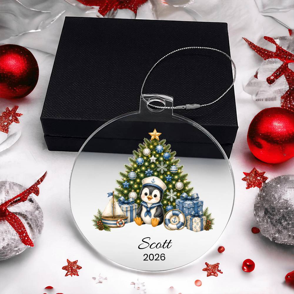 Sailor Penguin  Kids 1st Christmas Ornament