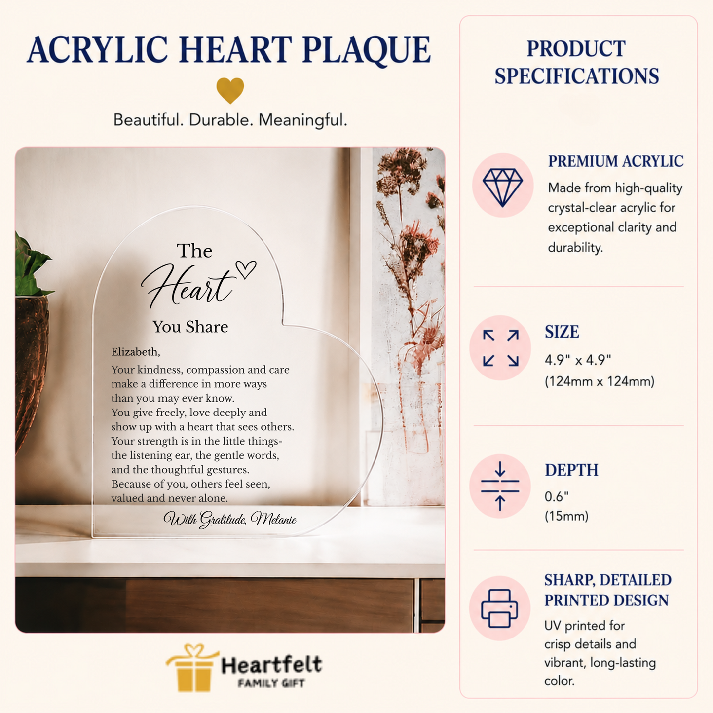 The Heart You Share Gratitude Plaque Gift