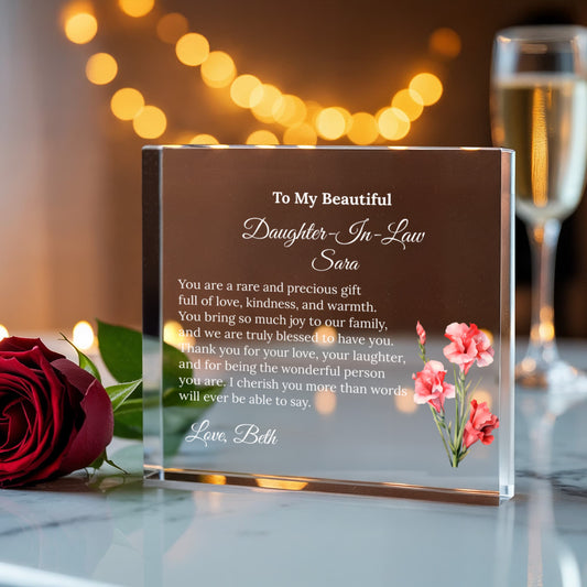 Daughter In Law Acrylic Plaque with Personalized Birthflower