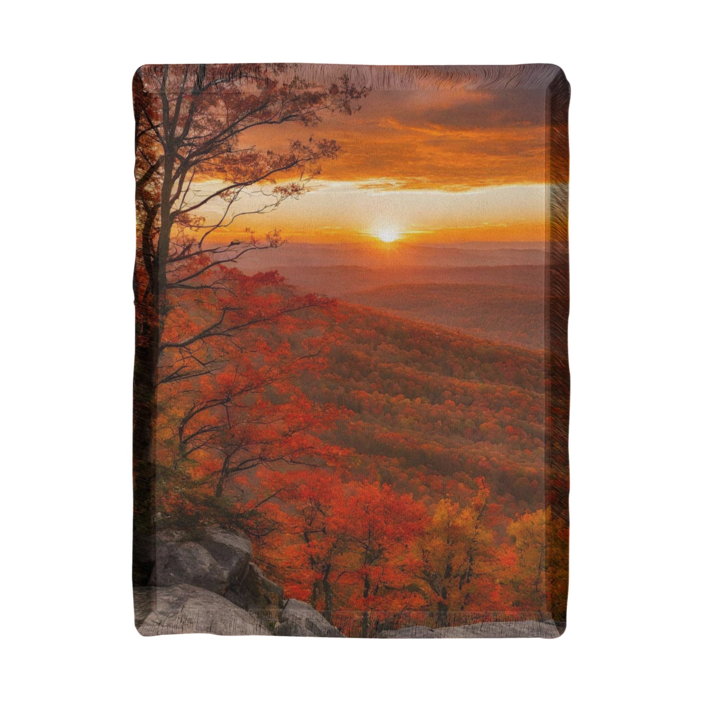 Mountain Sunrise Woven Cotton Throw Blanket