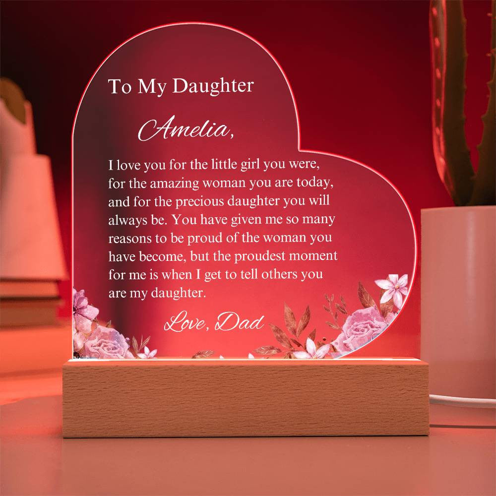 To My Daughter Acrylic Heart Plaque-[Heartfelt Family Gift]