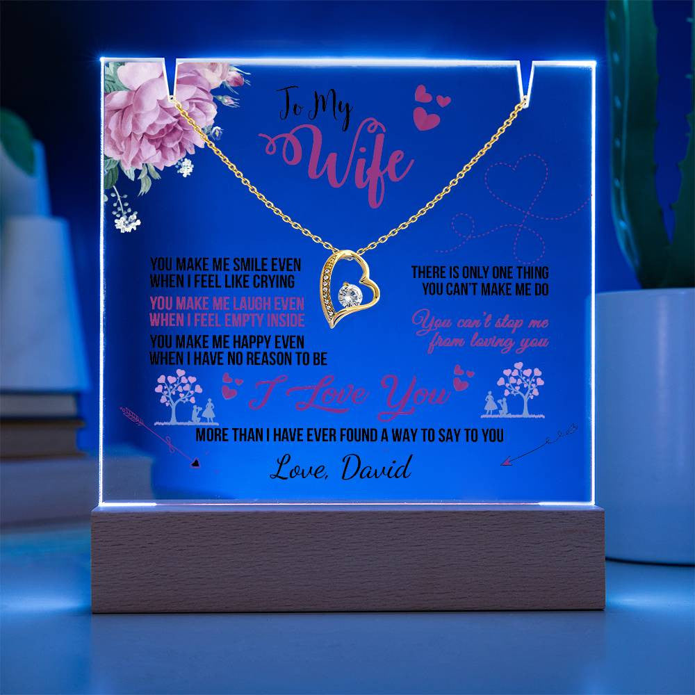 Wife Keepsake LED Acrylic Heart Necklace & Plaque-[Heartfelt Family Gift]