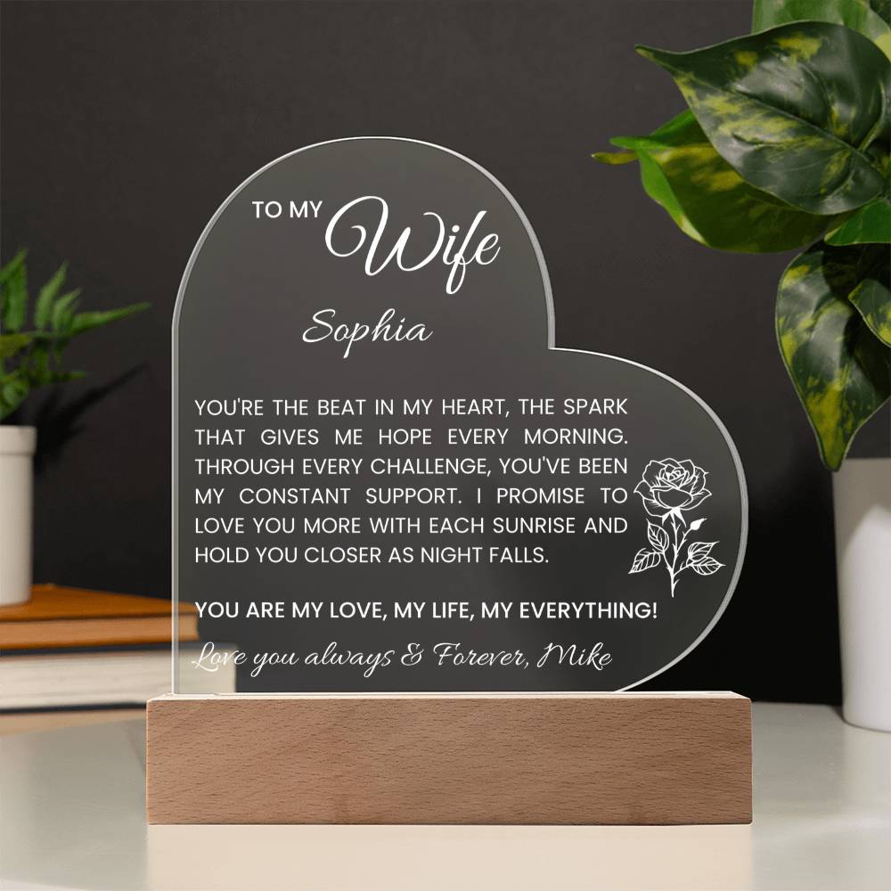 Personalized Wife Acrylic Heart Plaque