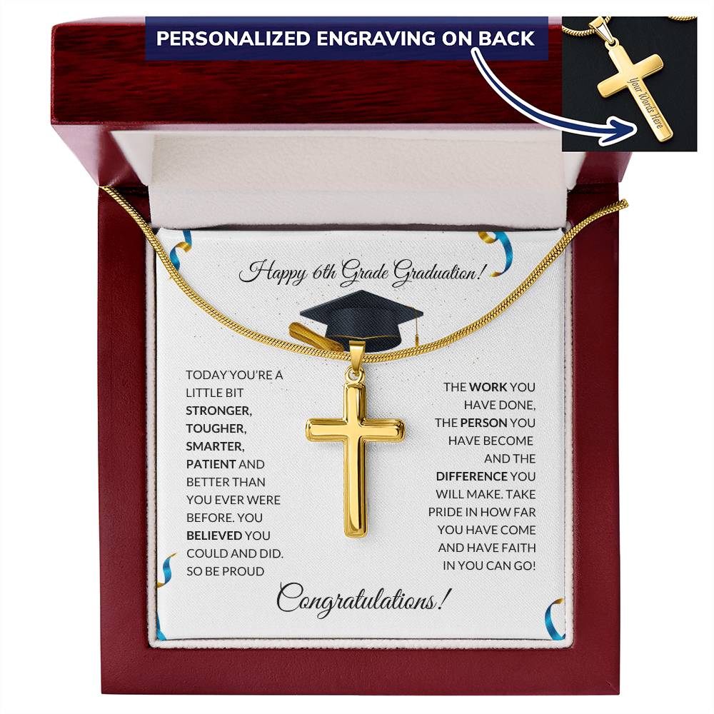 6th Grade Graduation Personalized Cross Necklace