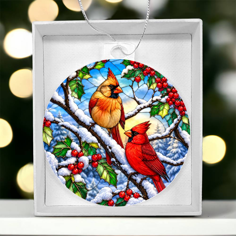 Cardinal Stained Glass Ornament