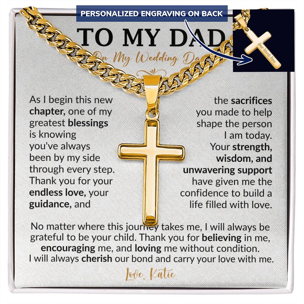 To My Dad On My Wedding Day Cross Necklace