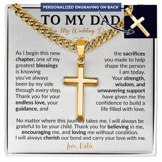 To My Dad On My Wedding Day Cross Necklace