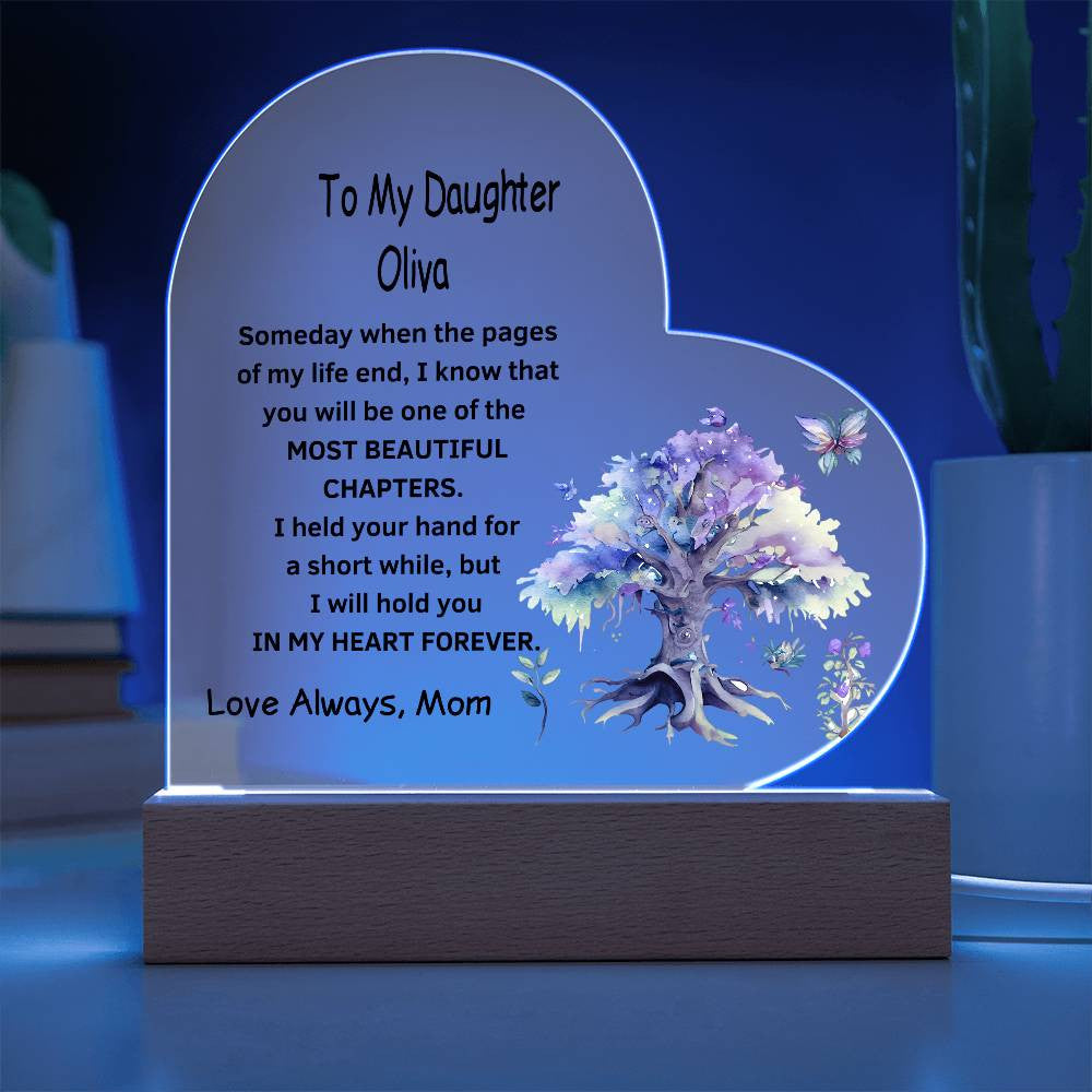 To My Daughter Personalized LED  Heart Plaque-[Heartfelt Family Gift]