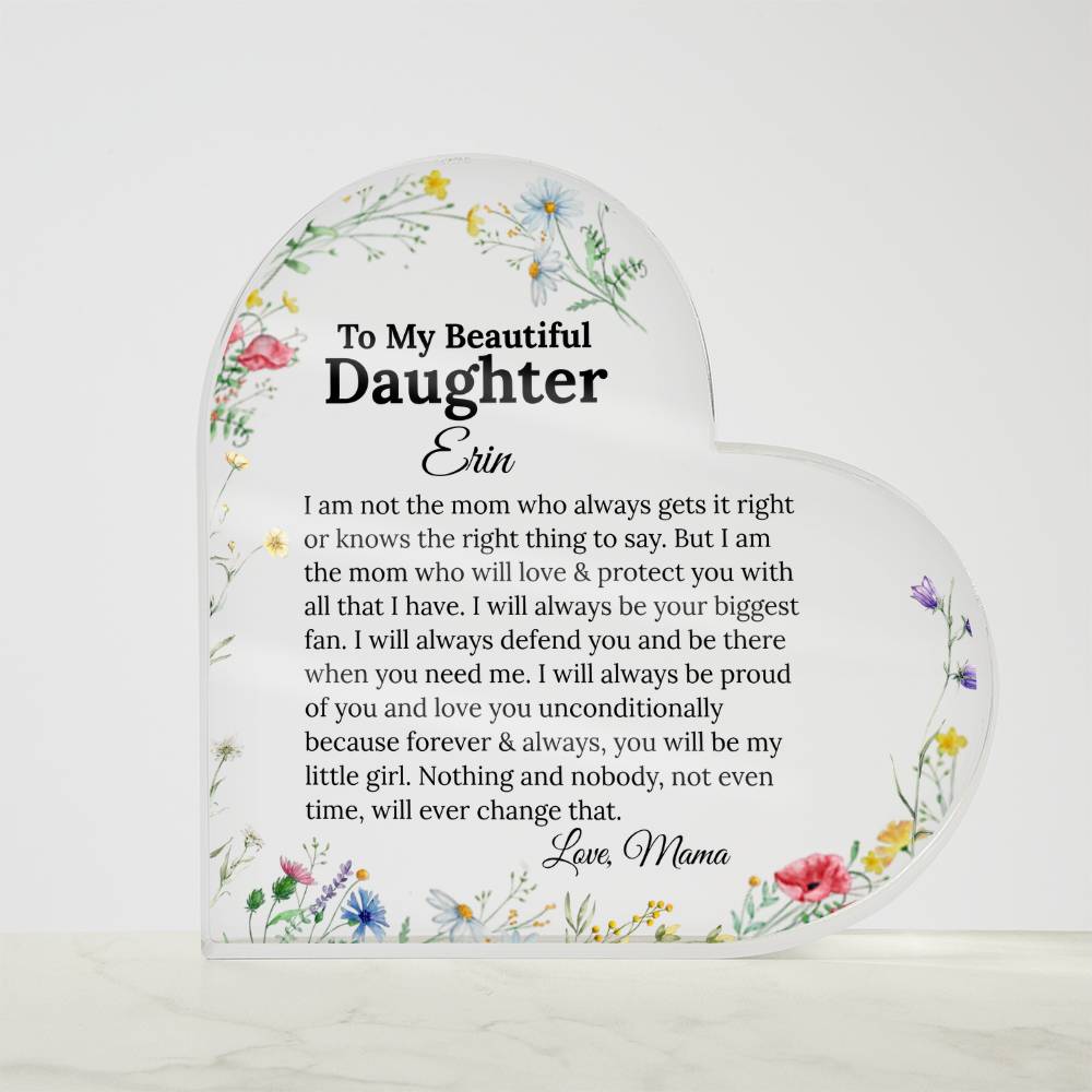 To My Daughter Heart Plaque Gift from mom