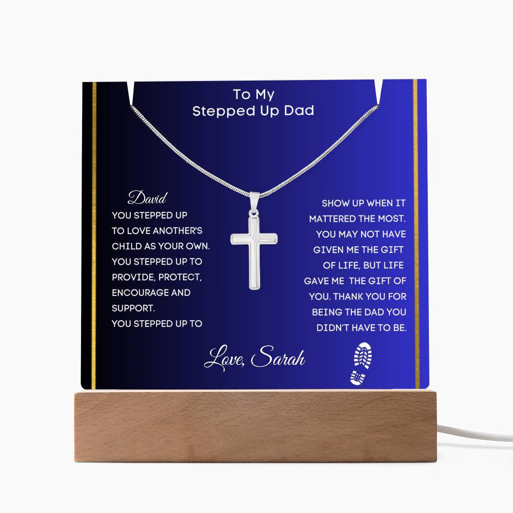 Stepfather Stepdad Plaque & Cross Gift Set-[Heartfelt Family Gift]