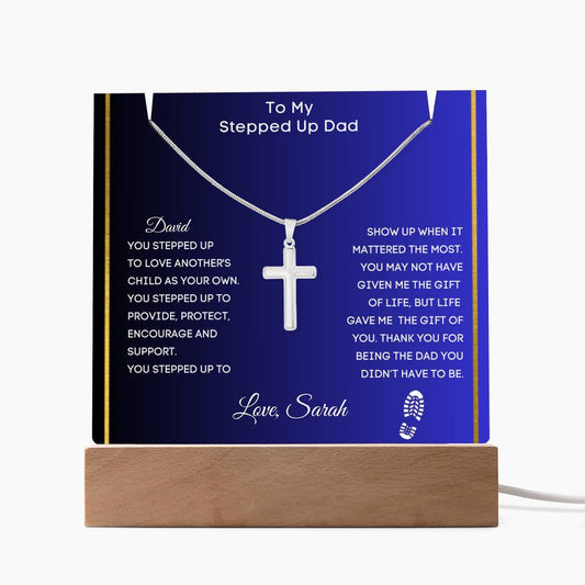 Stepfather Stepdad Plaque & Cross Gift Set-[Heartfelt Family Gift]