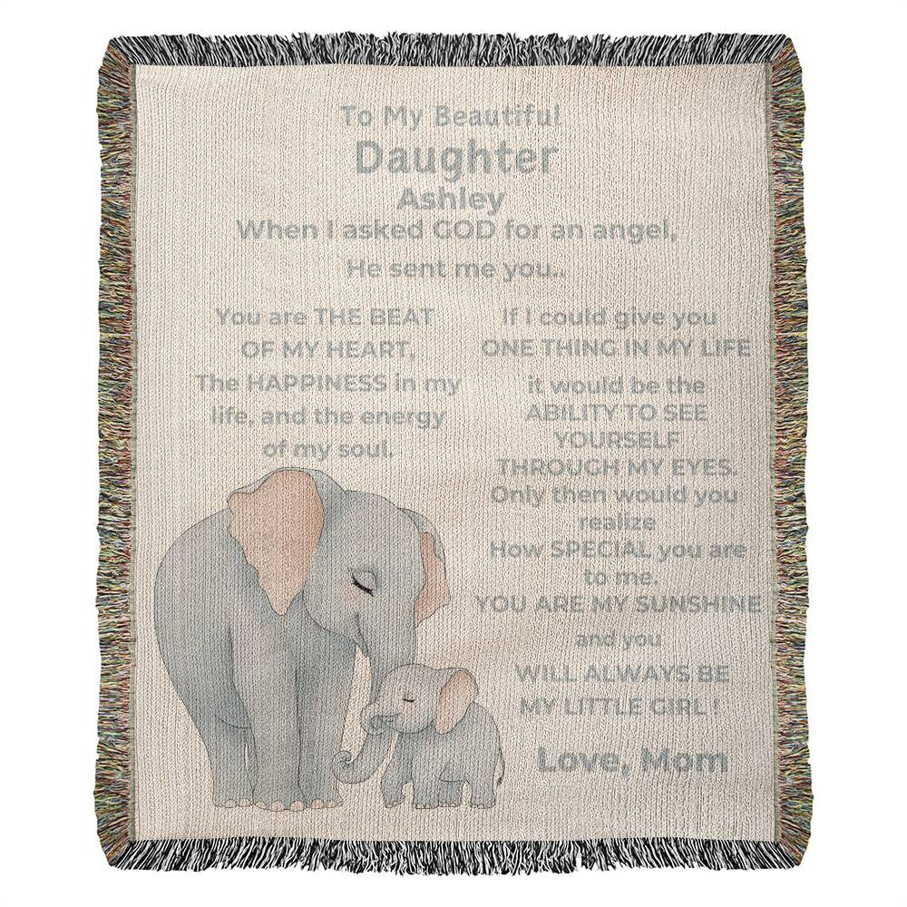 Elephant  Heirloom Artwork Woven Blanket (Portrait)-[Heartfelt Family Gift]