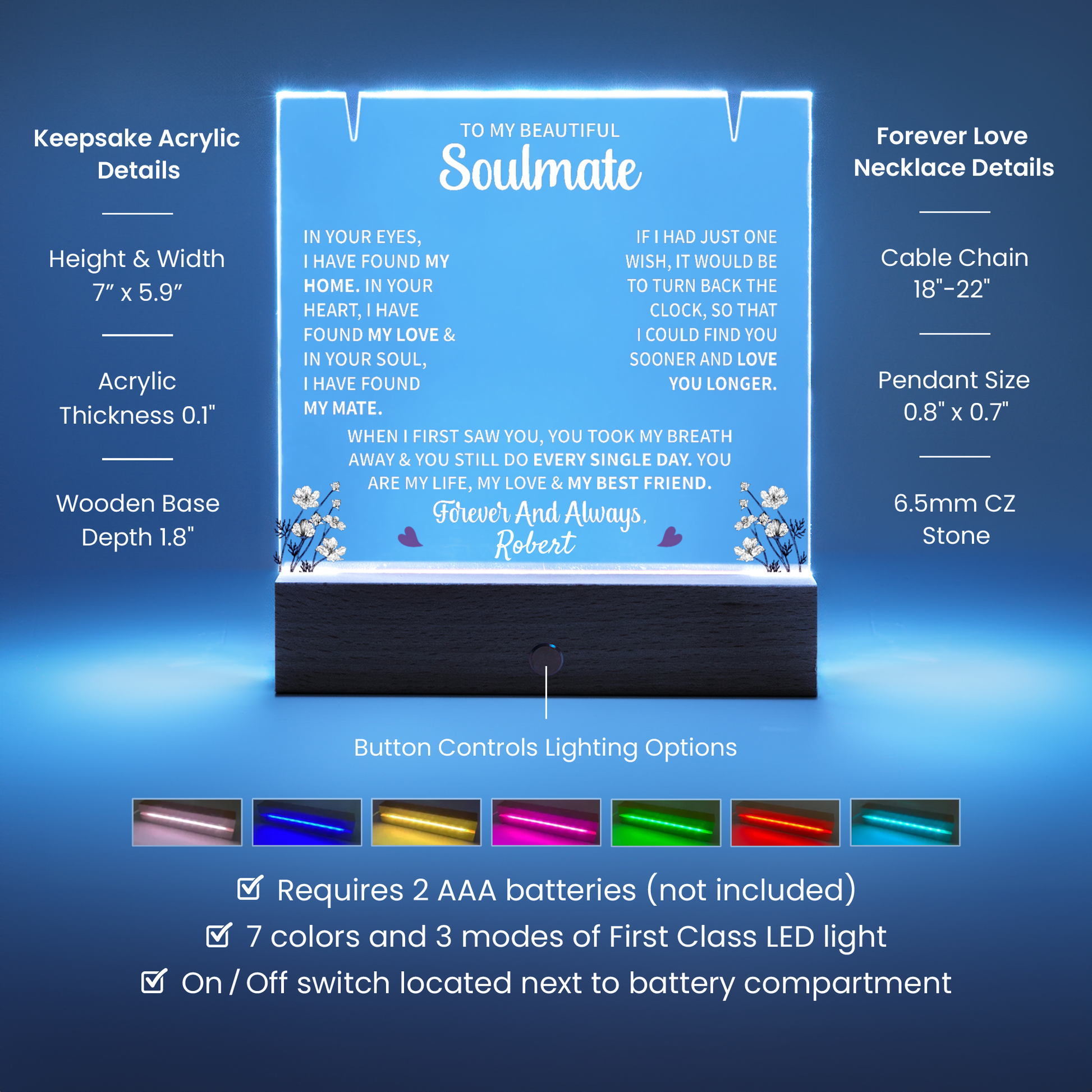Soulmate Lighted Jewelry Holder with Necklace Gift Set-[Heartfelt Family Gift]