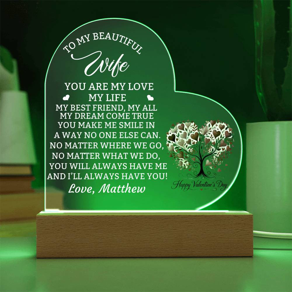 Valentines Day Acrylic Heart Gift for Wife-[Heartfelt Family Gift]