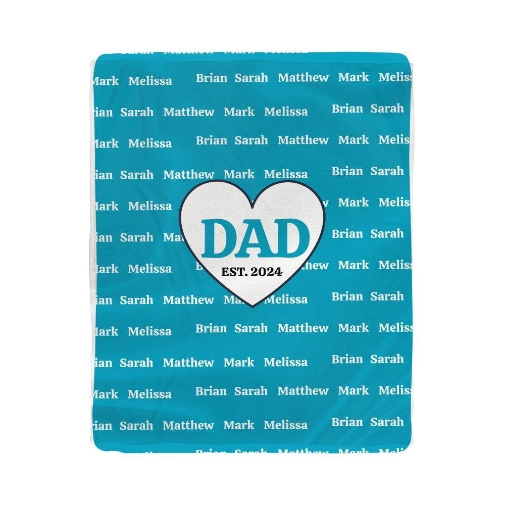 Dad with Kids Names Sherpa Fleece Blanket-[Heartfelt Family Gift]
