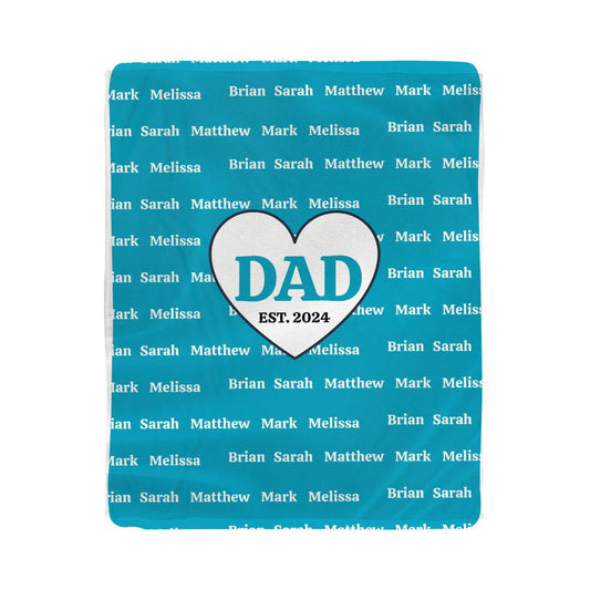 Dad with Kids Names Sherpa Fleece Blanket-[Heartfelt Family Gift]