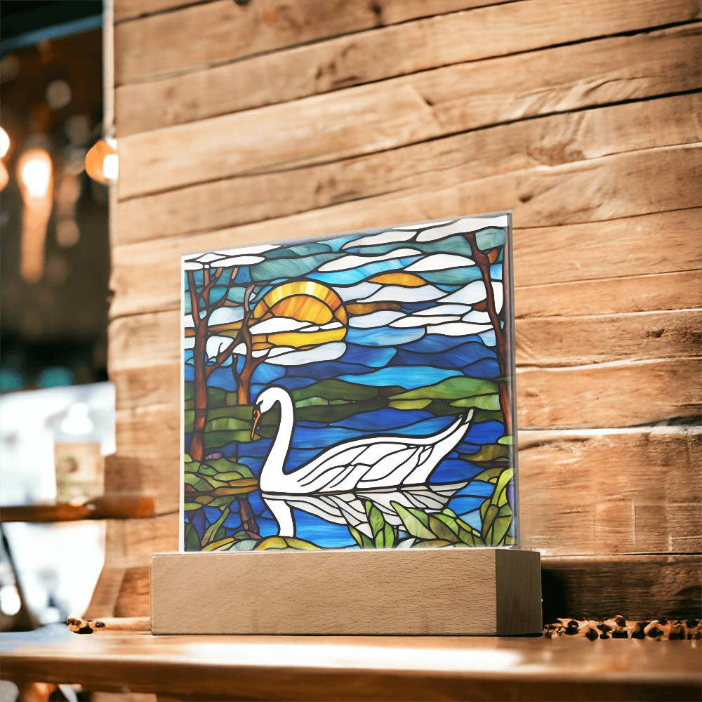 Swan Lake Scene Acrylic Square Plaque-[Heartfelt Family Gift]