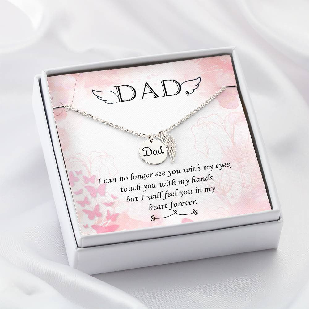 dad Memorial Necklace Angel Wing Charm-[Heartfelt Family Gift]