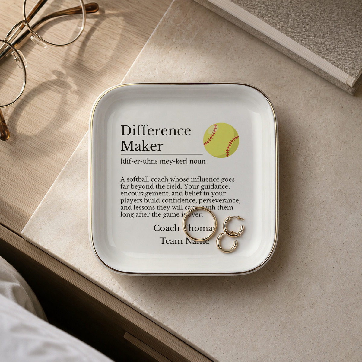 Softball Coach Jewelry Dish Trinket Tray
